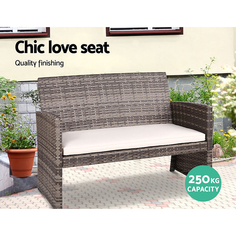 4 PCS Outdoor Wicker Sofa Set - Grey