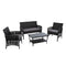 Gardeon 4PCS Outdoor Lounge Setting Sofa Set Patio Wicker Furniture Black