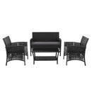 4 PCS Outdoor Wicker Lounge Sofa Set - Black