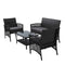 4 PCS Outdoor Wicker Lounge Sofa Set - Black