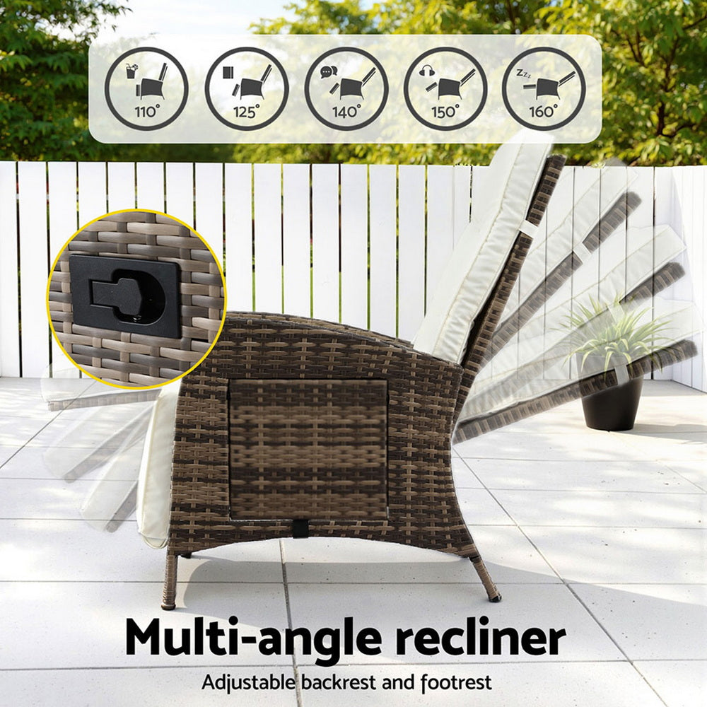 Solaris Adjustable Wicker Recliner – Brown – Outdoor