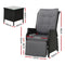 3-Piece Outdoor Recliner & Table Set – Wicker, Black Finish