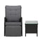3-Piece Outdoor Recliner & Table Set – Wicker, Black Finish