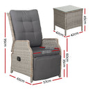 3-Piece Outdoor Recliner & Table Set – Wicker, Grey Finish