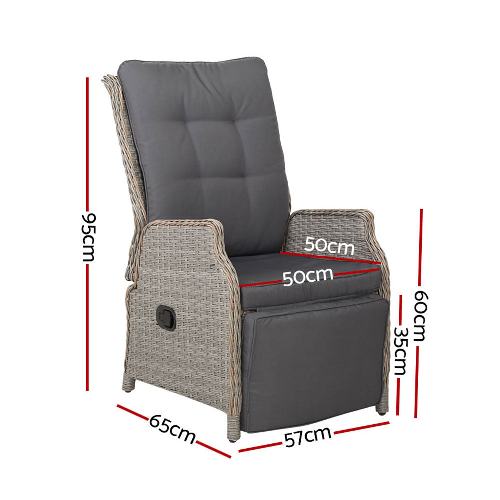 Santorini Wicker Reclining Chair – Grey