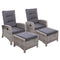 Gardeon 2PC Recliner Chairs Sun lounge Wicker Lounger Outdoor Furniture Adjustable Grey