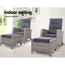 2 PC Adjustable Recliner Sun lounge - Grey