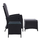 3 PC Adjustable Recliner Sunlounge - Black