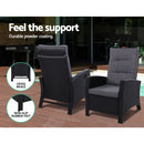 3 PC Adjustable Recliner Sunlounge - Black