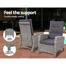 3 PC Adjustable Recliner Sunlounge - Grey