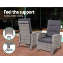 3 PC Adjustable Recliner Sunlounge - Grey