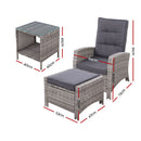 5 PC Adjustable Recliner Sun Lounge - Grey