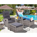 5 PC Adjustable Recliner Sun Lounge - Grey