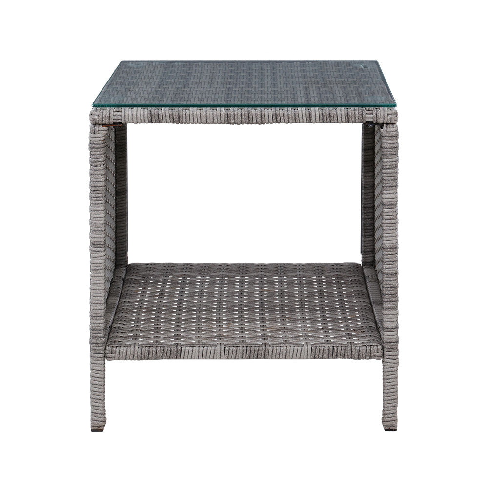 Malexa Rattan Side Table – Grey – 40 cm