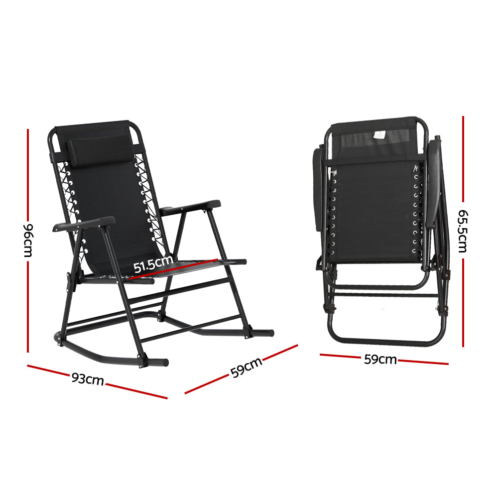 Valdez Folding Rocking Chair – Black – Outdoor