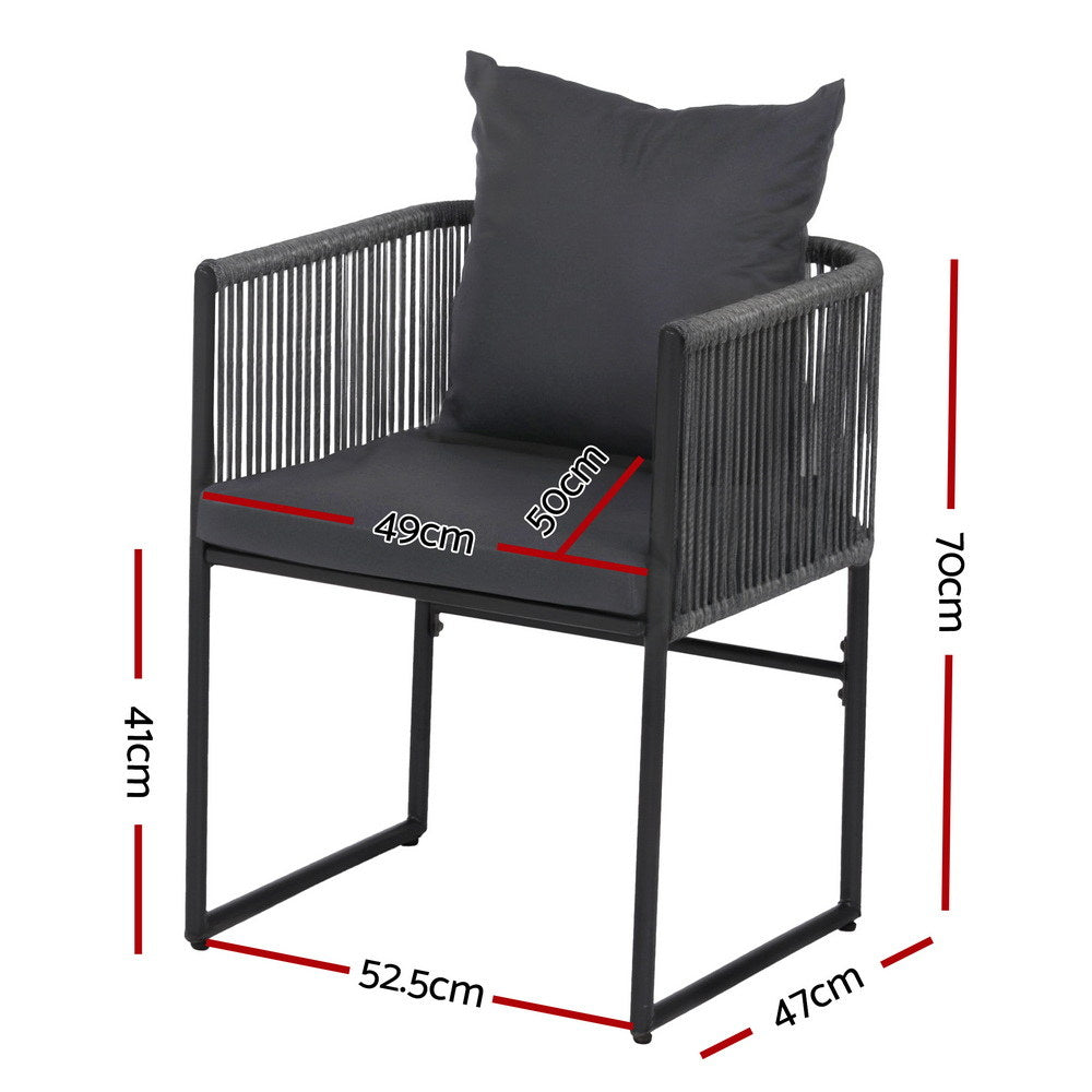 Cove Woven Rope Dining Chairs – Black – Set of 2