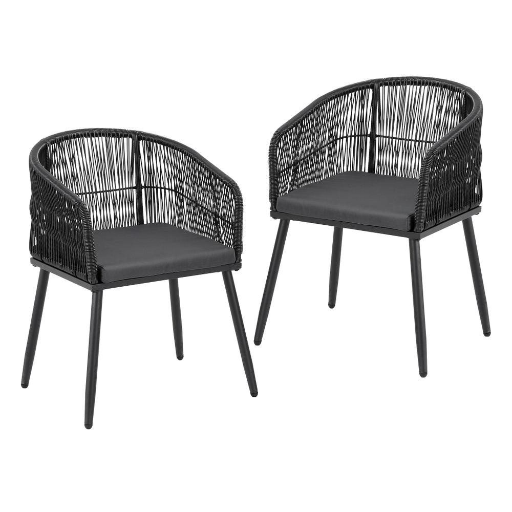 Linden Outdoor Dining Chairs – Black – Set of 2
