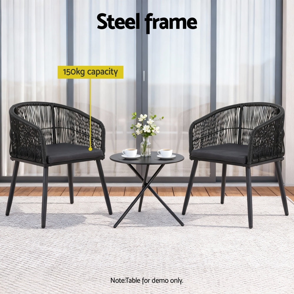 Linden Outdoor Dining Chairs – Black – Set of 2