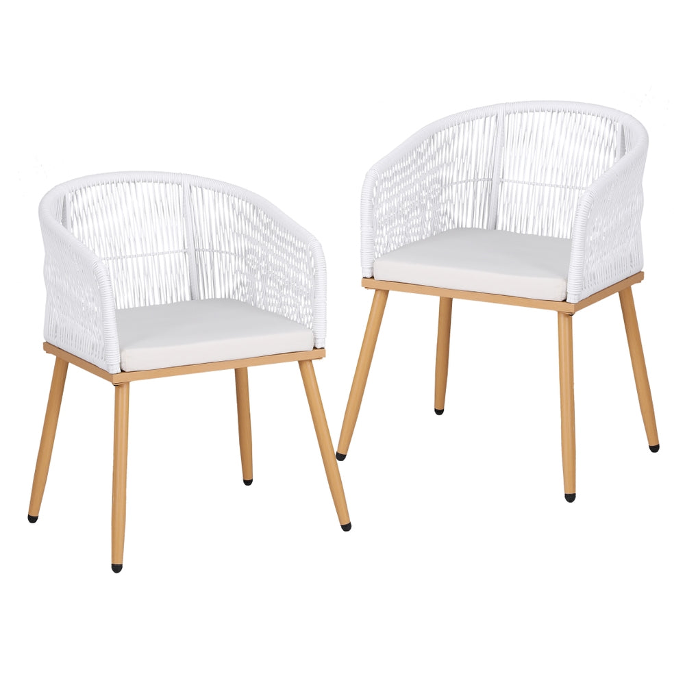 Atlas Outdoor Dining Chairs – White – Set of 2