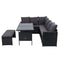 Outdoor Dining Set Sofa Lounge & Bench - Black