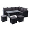 Gardeon Outdoor Dining Set Sofa Lounge Setting Chairs Table Ottoman Black Cover