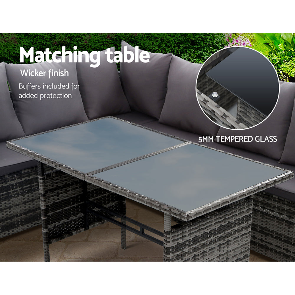 Boswell Outdoor Dining Set – Mixed Grey – 9 Seater