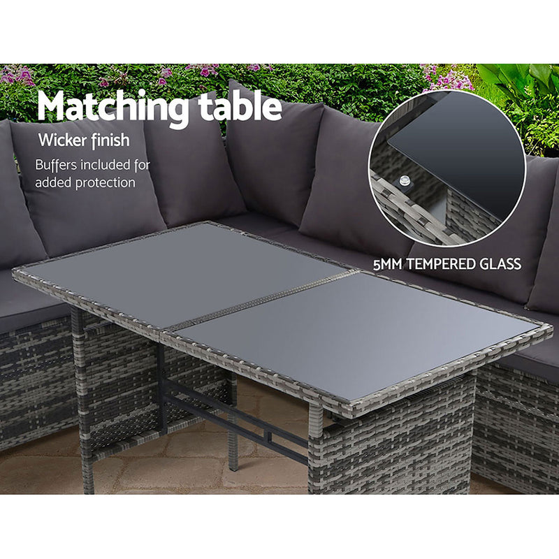 Outdoor Dining Set Sofa Lounge - Grey