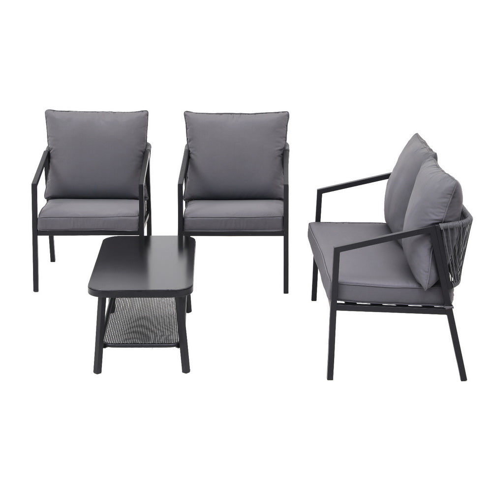 Cove 4 Seater Outdoor Sofa Set – Black – 4 Piece