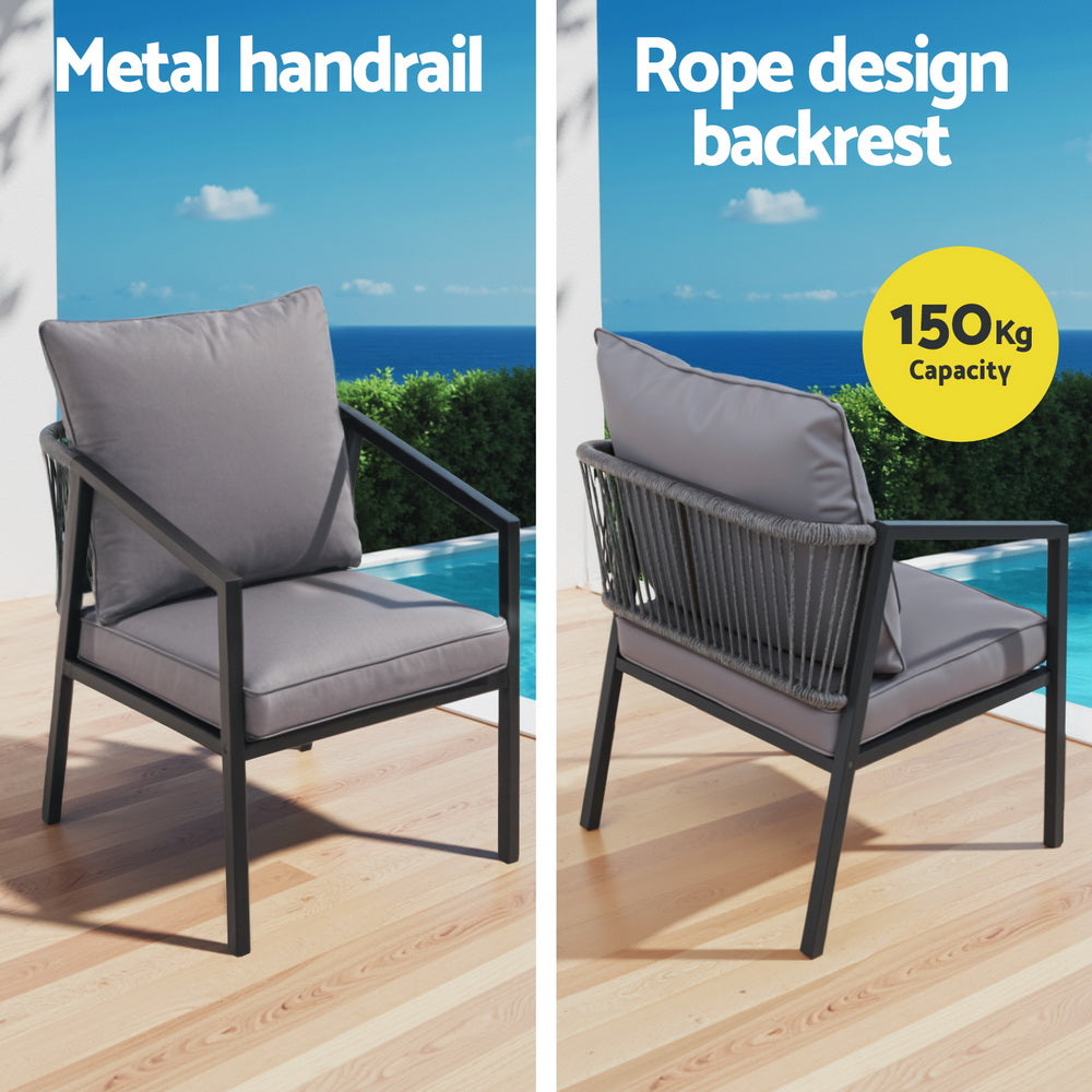 Cove 4 Seater Outdoor Sofa Set – Black – 4 Piece
