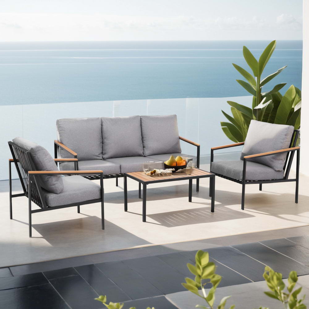 Linden 5 Seater Outdoor Sofa Set 4PCS Table Chair Garden Bench Patio Furniture