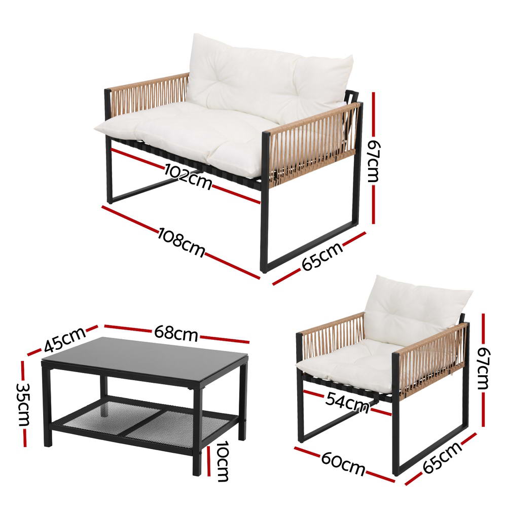 Arlo 4 Seater Outdoor Sofa Set – Black – 4 Piece