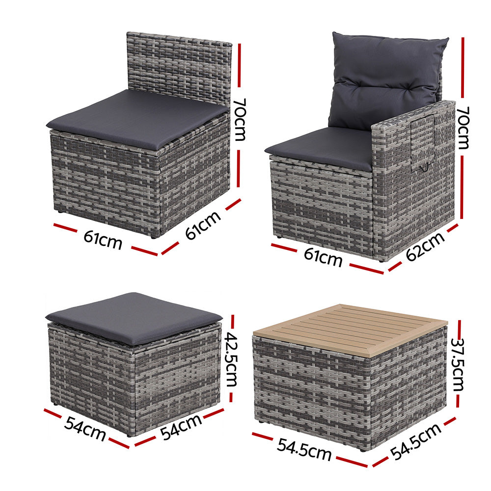 Haven Outdoor Sofa Set – Grey – 5 Piece