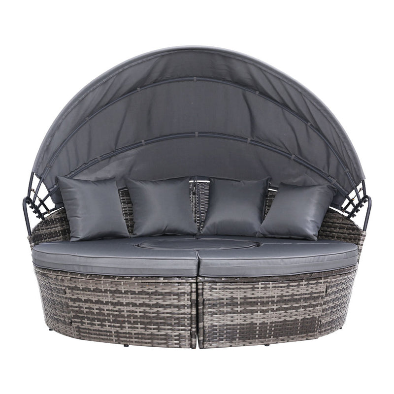 Sun Lounge Wicker Lounge Day Bed - Grey