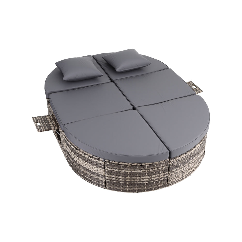 Monaco Outdoor Day Bed with Side Trays – Grey – Single