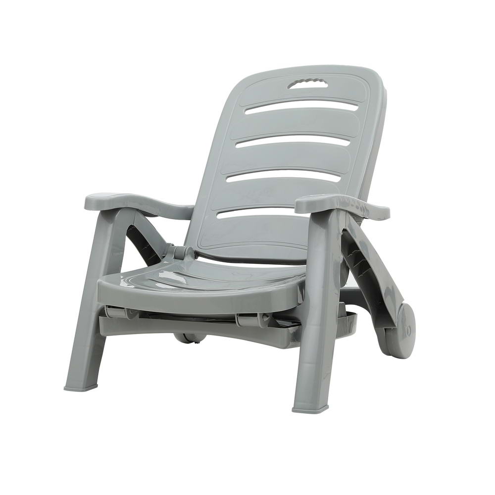 Fiora Folding Sun Lounger with Wheels – Grey