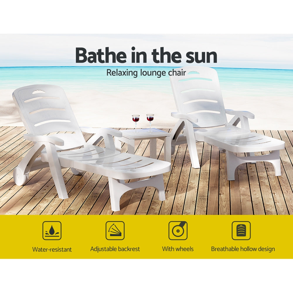 Solano Folding Sun Lounger – White – 150 kg
