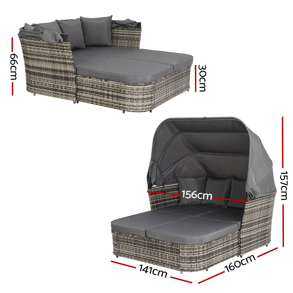 Hudson Wicker Day Bed – Grey – Square