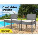 3 PC  Wicker Outdoor Lounge Setting - Grey