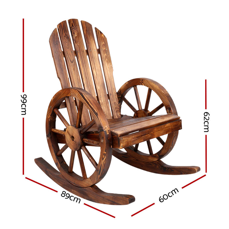 Wagon Wheel Rocking Chair - Brown