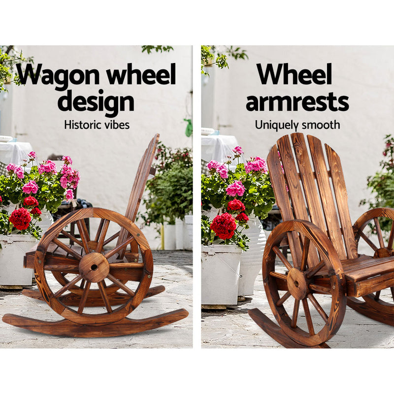 Wagon Wheel Rocking Chair - Brown