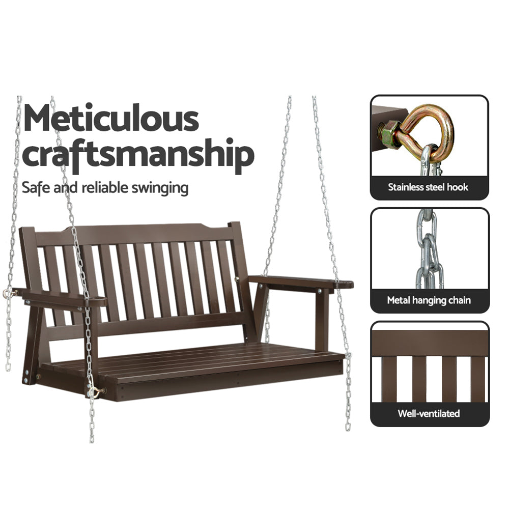 Harlow Wooden Porch Swing – Brown – 2 Seater