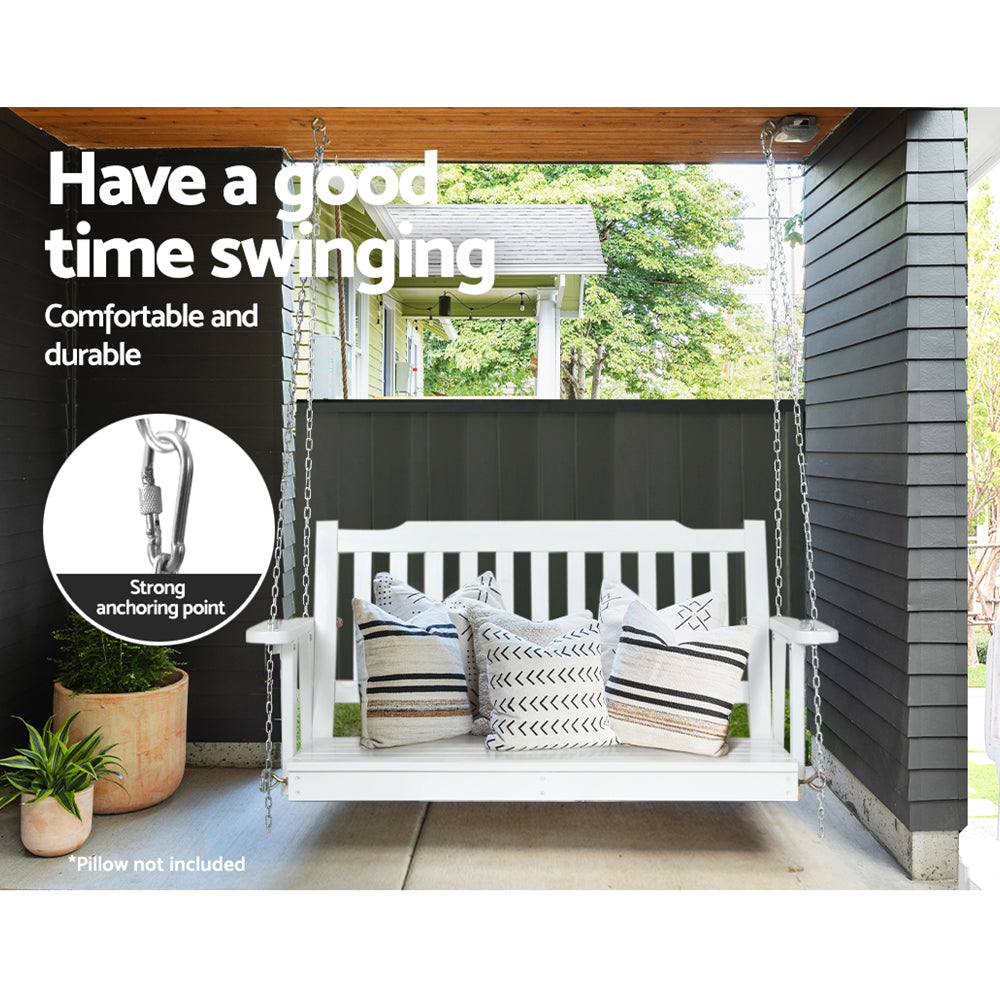 Harlow Wooden Porch Swing – White – 2 Seater