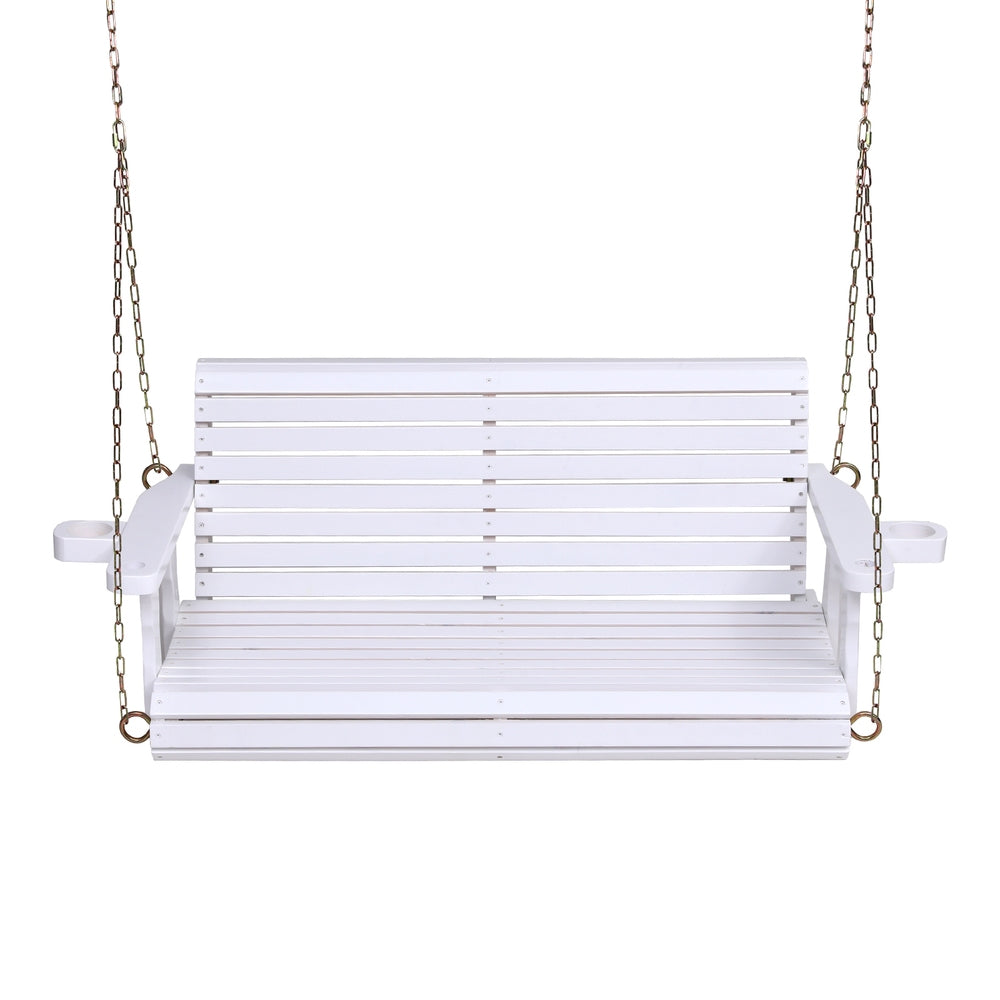 Devonport Porch Swing with Cup Holder – White – 2 Seater