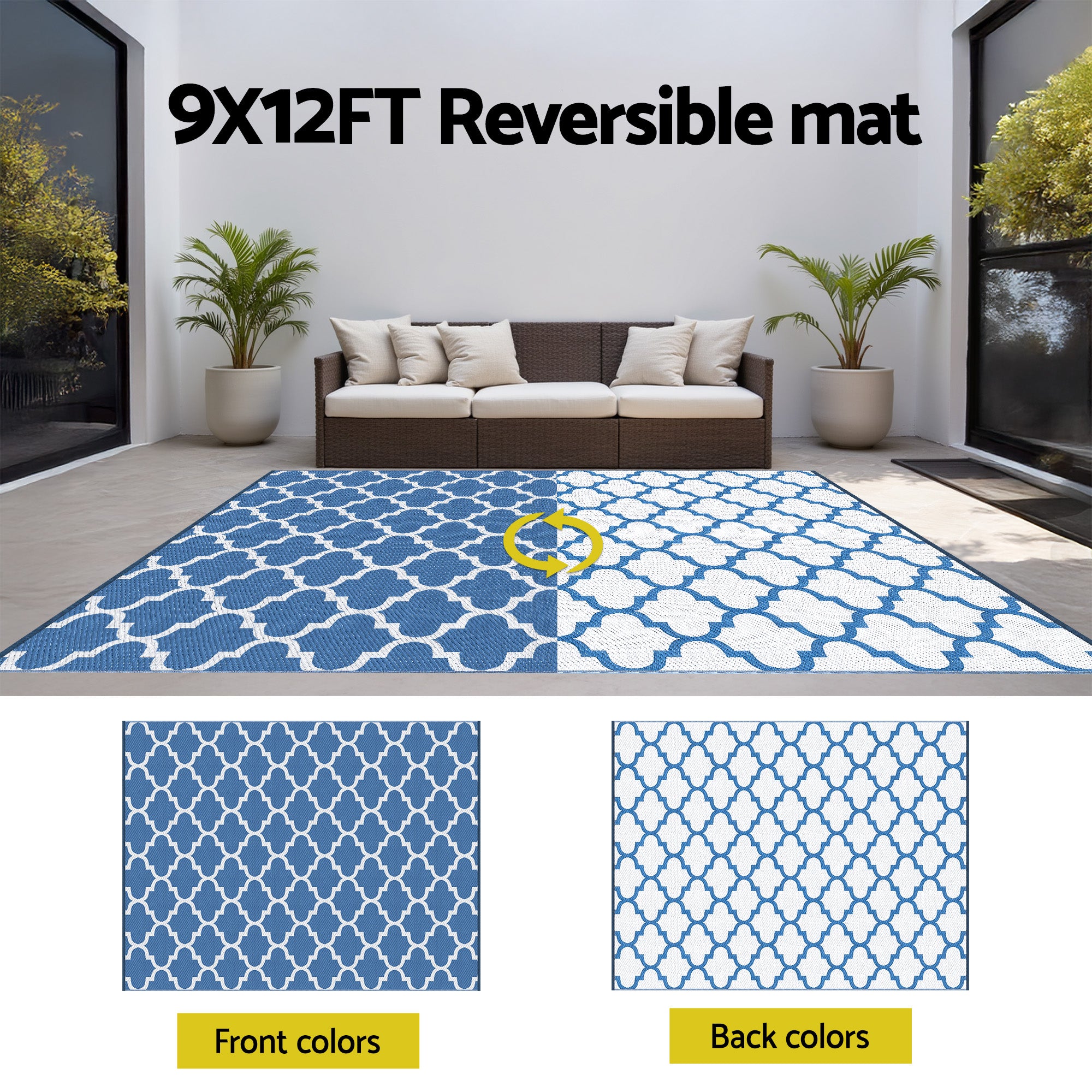 Volos Outdoor Area Rug – Blue – Large