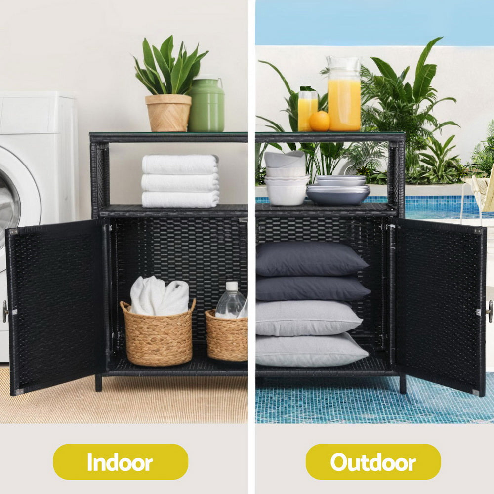 Marston Outdoor Storage Cabinet – Black – Large