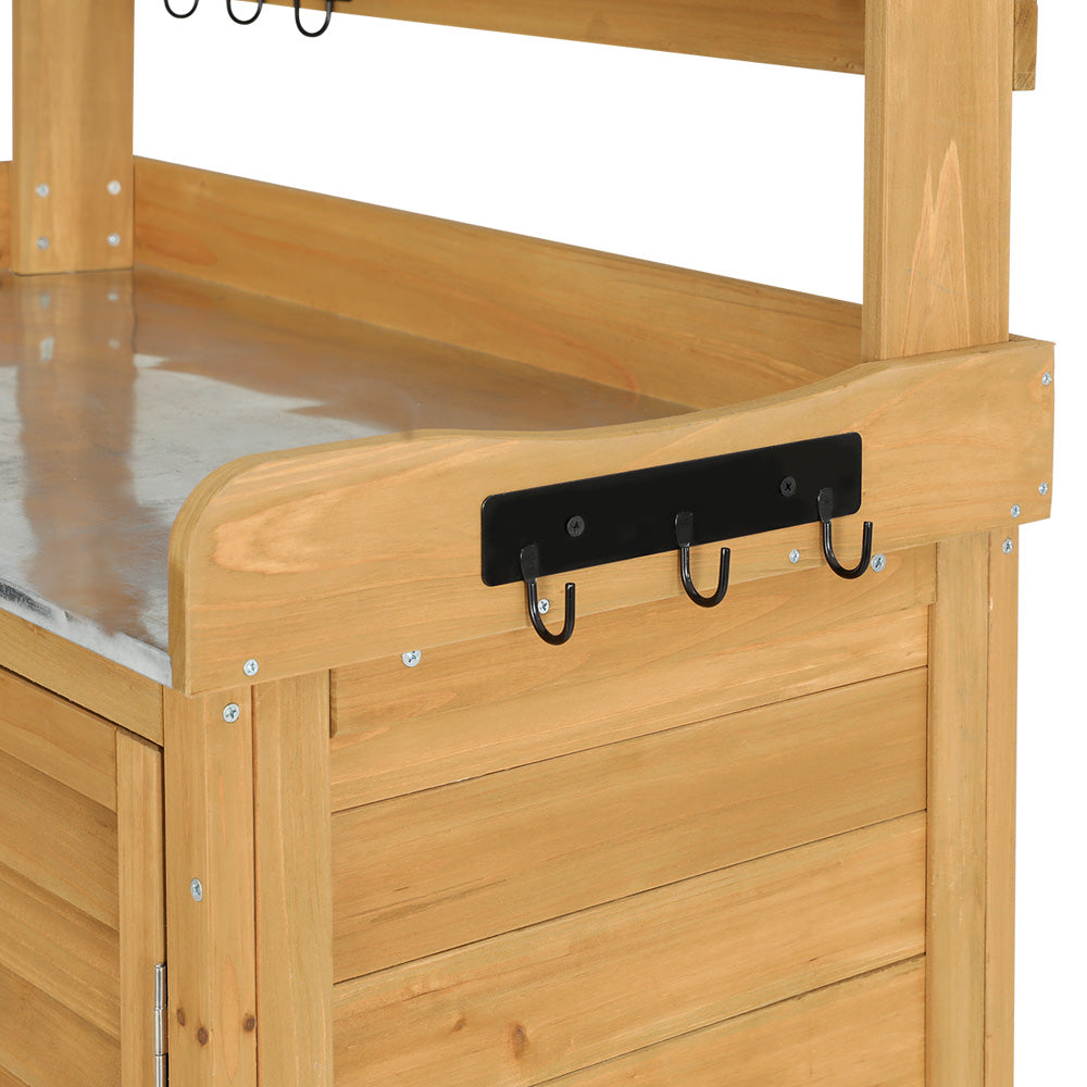 Callan Outdoor Storage Cabinet with Potting Bench – Brown / Wood – Large