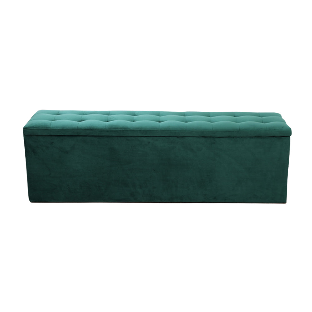 Kendal Velvet Storage Ottoman – Green – 140 cm