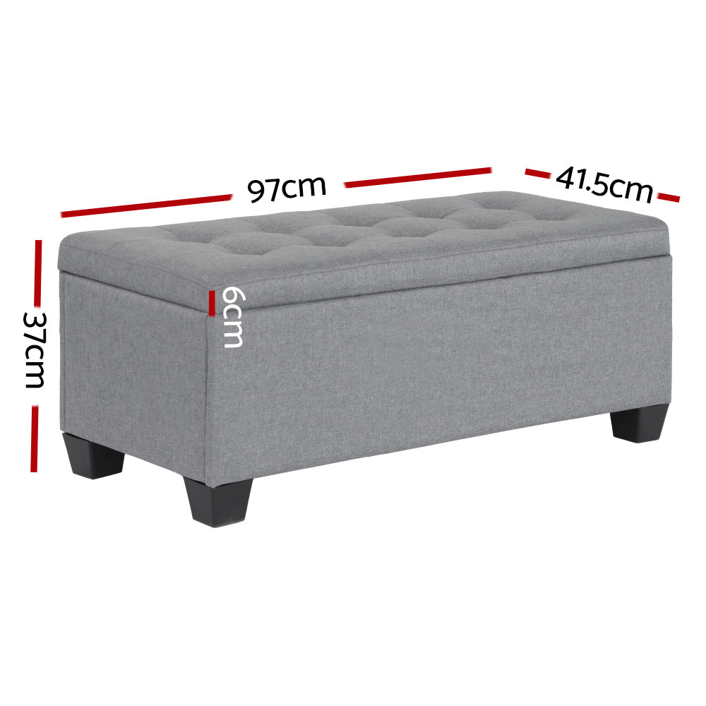 Alderon Storage Ottoman – Linen – Grey – 97 cm