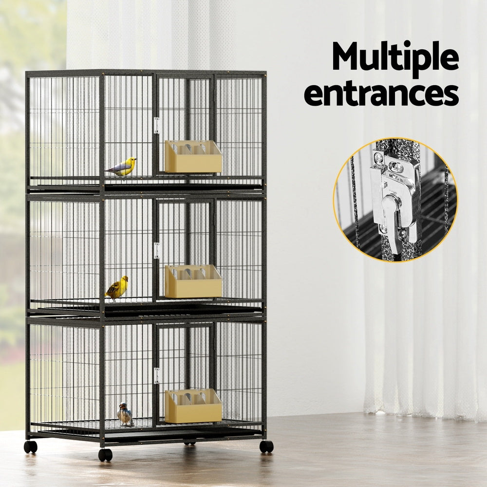 Meridian Multi-Level Bird Cage – Black – 172 cm