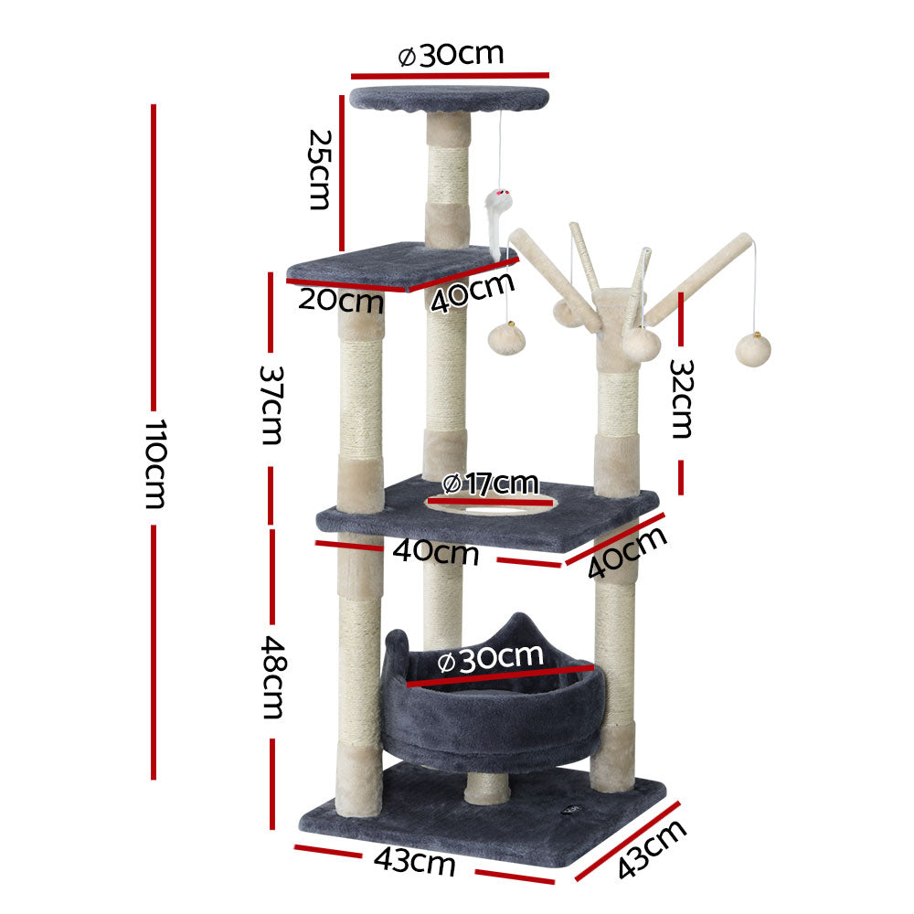 Myra Cat Tree Tower – Grey – 110 cm